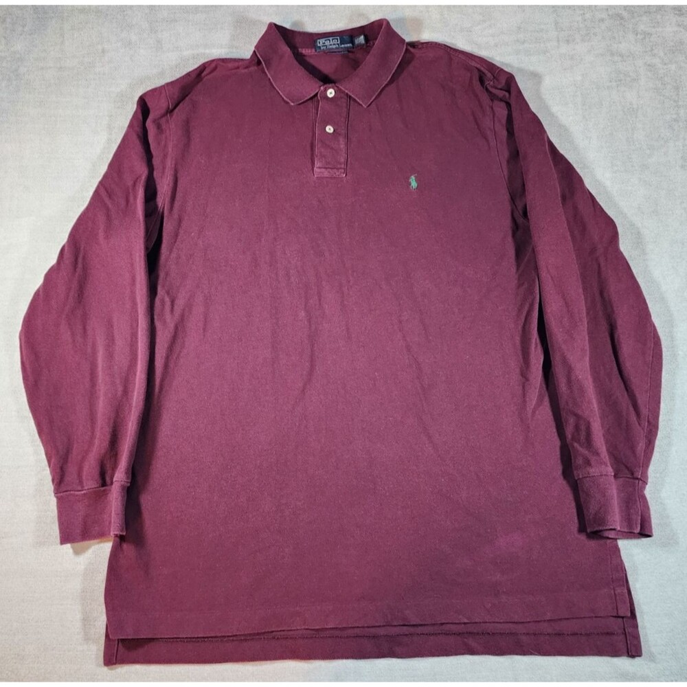 Polo Ralph Lauren Men's XXL Burgundy Custom Fit Long Sleeve Button Up Shirt